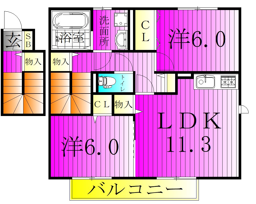 メビウスB 201号室 間取り