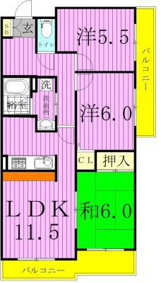 ソレイユ松戸 309号室 間取り