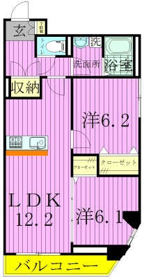 Rain PalaceE-1 203号室 間取り