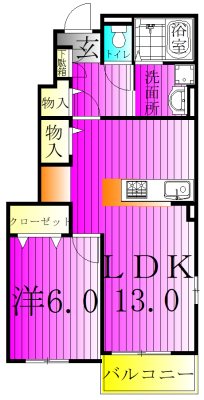 エクロール正連寺B 102号室 間取り