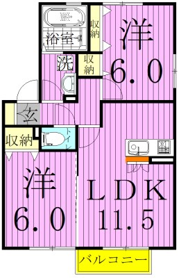 サニーハウスB棟  101号室 間取り