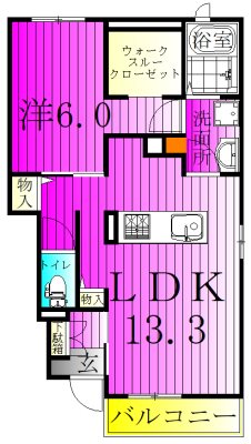 アルファ　クレスト 103号室 間取り