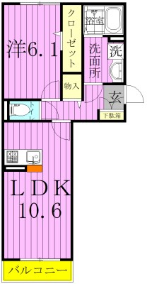 ライフマンションＢ  203号室 間取り