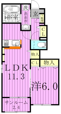 セリシール古ヶ崎 105号室 間取り
