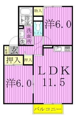 グリーンシャトルＢ 102号室 間取り
