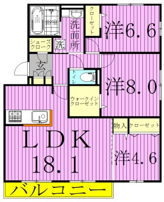 ティアラⅠ 101号室 間取り