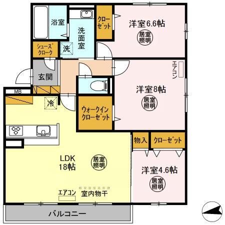 ティアラⅠ 201号室 間取り