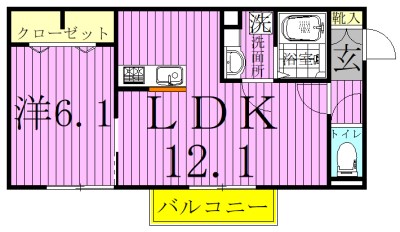 ティアラⅢ 101号室 間取り