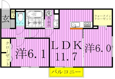 ティアラⅢ 102号室 間取り