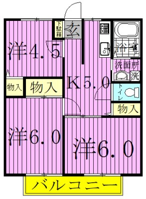 源七ハイツ 202号室 間取り
