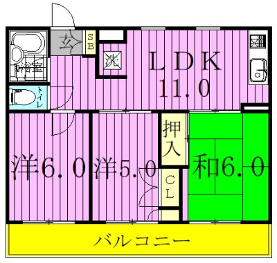 ファミール常盤平 302号室 間取り