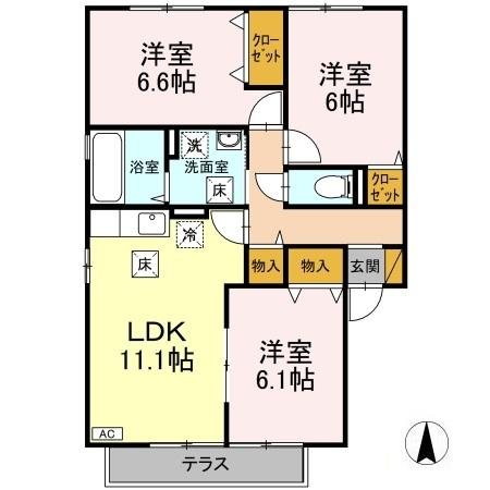 リシアンサス・ガーデンＢ 101号室 間取り