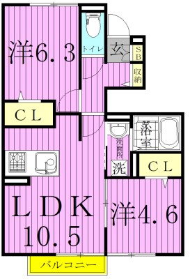 アゼリアコートⅠ 201号室 間取り
