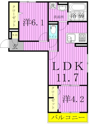 シャロット 301号室 間取り