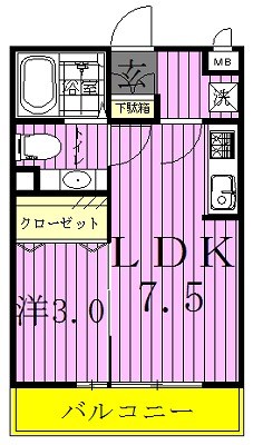 クレストフォート 103号室 間取り