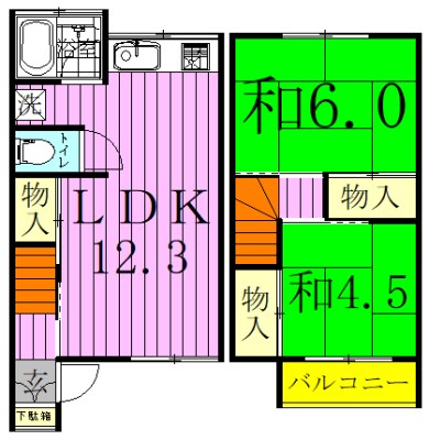 テラス藤城　１Ｂ 3号室 間取り