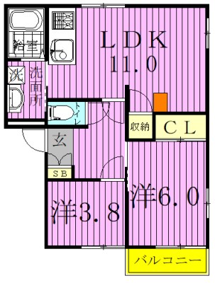 サンモール南流山Ｂ 202号室 間取り