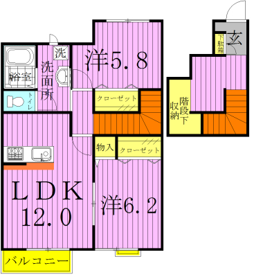 サウスメリーA 201号室 間取り