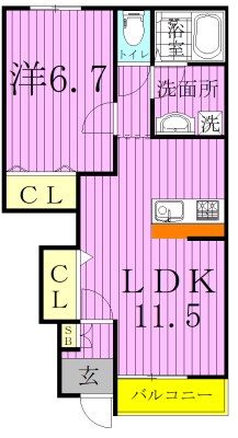 maison圭 102号室 間取り