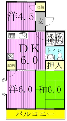 パールハイツＢ 102号室 間取り