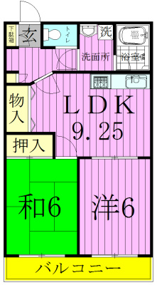 ラフィーヌ　吉野Ａ棟 106号室 間取り