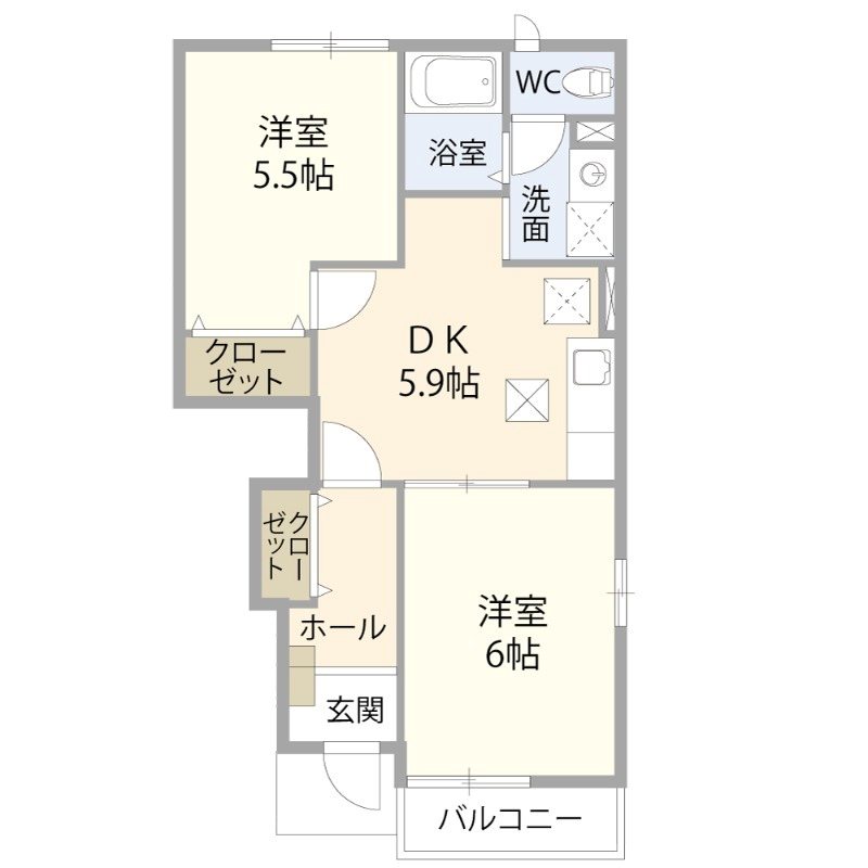カーザ　ジョバーネ 104号室 間取り