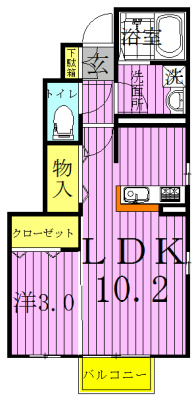 アルカンシェル 102号室 間取り