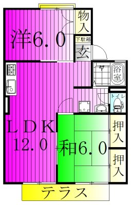 セジュールＹＫ 102号室 間取り