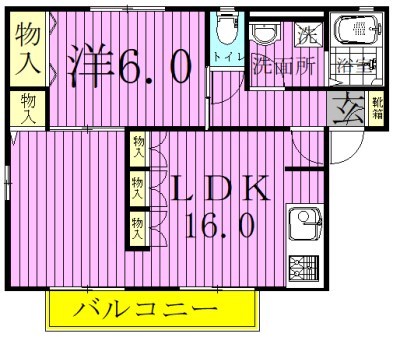 コンフォートB 201号室 間取り