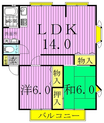 グランドール柏南Ｄ  201号室 間取り