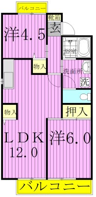 グランディール 202号室 間取り