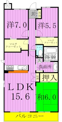 ヒルズフォート柏 701号室 間取り
