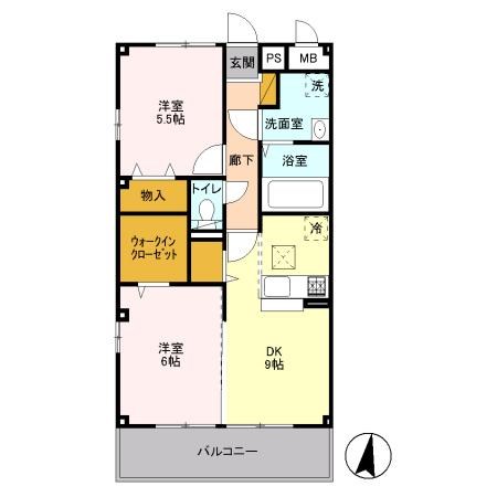 グランブルー 107号室 間取り