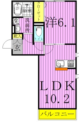 HANABUSAⅢ 201号室 間取り