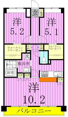 フレールⅢ  406号室 間取り