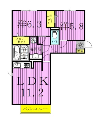 エスポワール　Ｄ  203号室 間取り