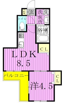 パインリーブズ 102号室 間取り
