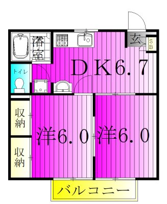 メルローズ 104号室 間取り