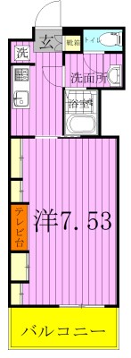 MAISON ENSOLEILLEE MATSUDO 106号室 間取り