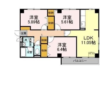 グレイスフルコート21 401号室 間取り
