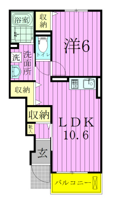 オークヒルズⅢ 103号室 間取り