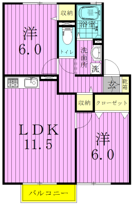 クレセントⅢ 203号室 間取り