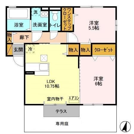 グリーンリーブス 105号室 間取り