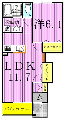 ディスティーノ 103号室 間取り