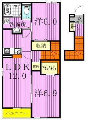 ヴィアンカーレA 205号室 間取り