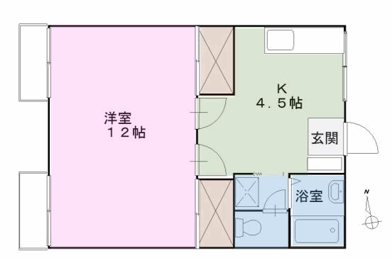フラワーハイム 102号室 間取り
