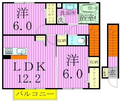サンシャイン道野辺中央 B203号室 間取り