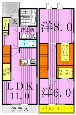 グランディールカシワタナカ　Ｆ棟 101号室 間取り