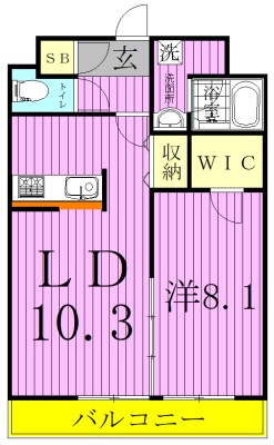 ルレーブ南柏 303号室 間取り