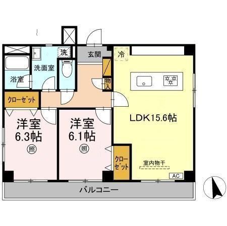 グレイスフルコート２１ 303号室 間取り